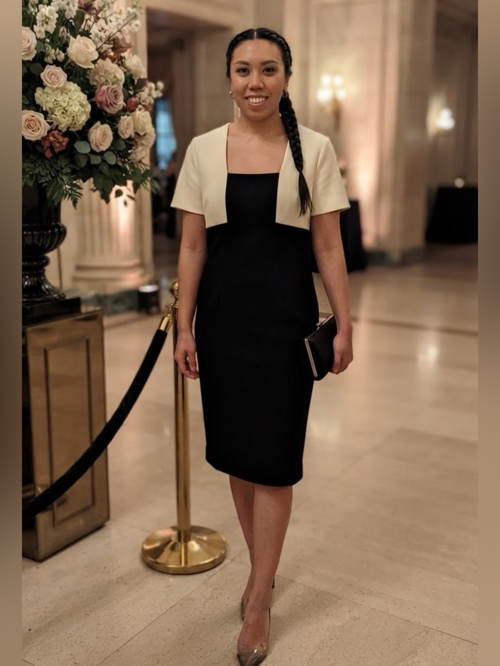 🖤🤍Calvin Klein Black & White Colorblock Sheath Dress| Size 8✨